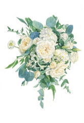 flowers watercolor painting wedding bouquet