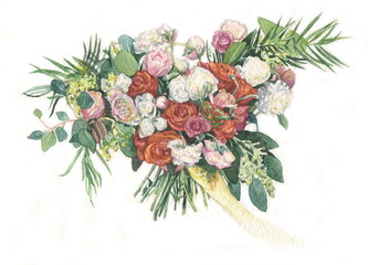 flowers watercolor painting wedding bouquet