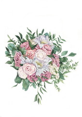 flowers watercolor painting wedding bouquet