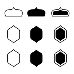 Flat Islamic frames oriental style objects arabic shapes windows and arches traditional ornamental