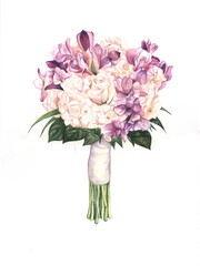 flowers watercolor painting wedding bouquet