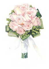 flowers watercolor painting wedding bouquet