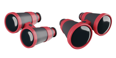 binocular 3d rendering icon illustration, png file, transparent background, startup