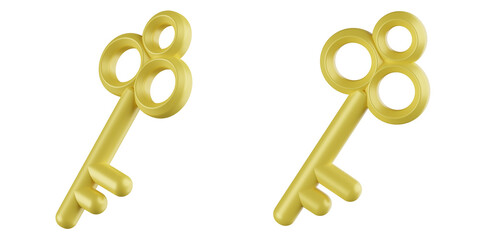 key 3d rendering icon illustration, png file, transparent background, startup