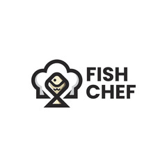 fish chef logo vector