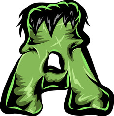 Green Frankenstein Monster Halloween Font Illustration