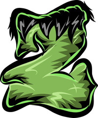 Green Frankenstein Monster Halloween Font Illustration