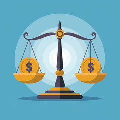 Scales of justice balanced with equality symbols