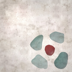 stylish textured old paper background with sea glass pebble pieces 
