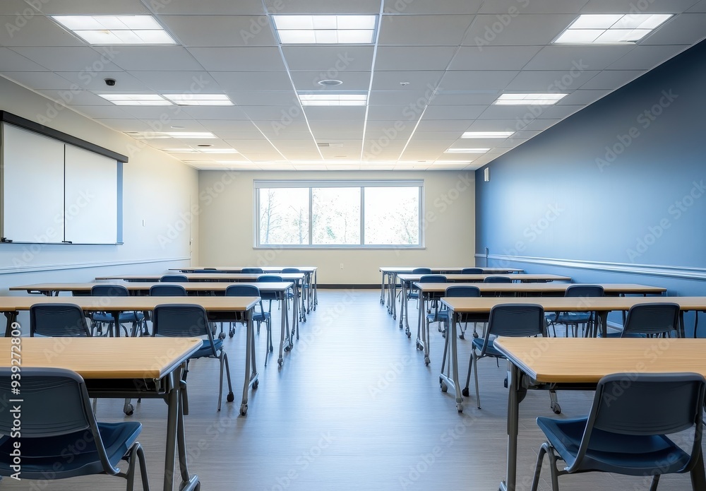 Poster empty classroom ready for learning