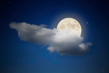 Full moon covered by strong cloud
