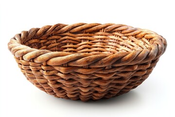 Fototapeta premium Wicker Basket Isolated on White Background.