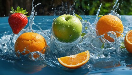 Fruits fall into the water and splash, causing splashing waves. Makes you feel refreshed with lively colors. image 9