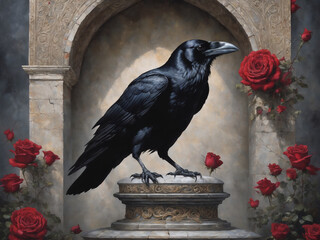 raven on the stone