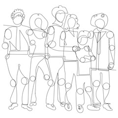 continuous line drawing get together with friends