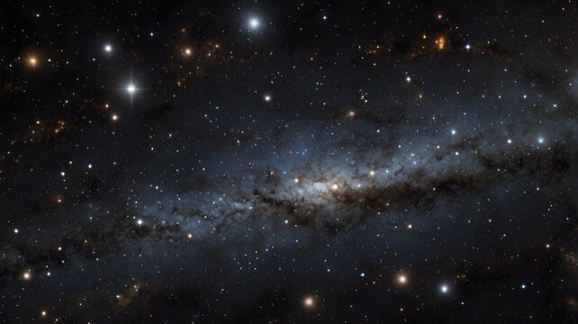A photograph of space with billions of stars and galaxies in a dark sky

