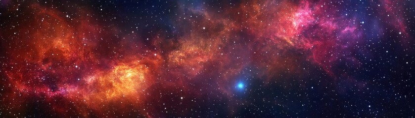 Stunning cosmic scene showcasing vibrant nebulae, stars, and the vast expanse of space in brilliant colors.