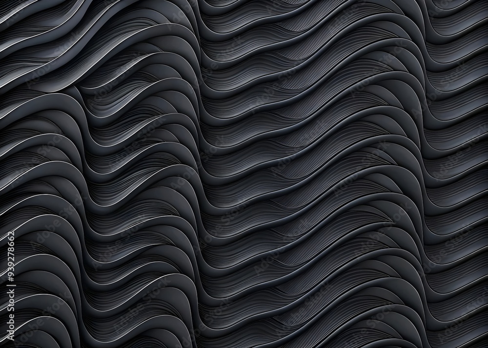 Poster modern abstract design fluid black waves pattern textured surface