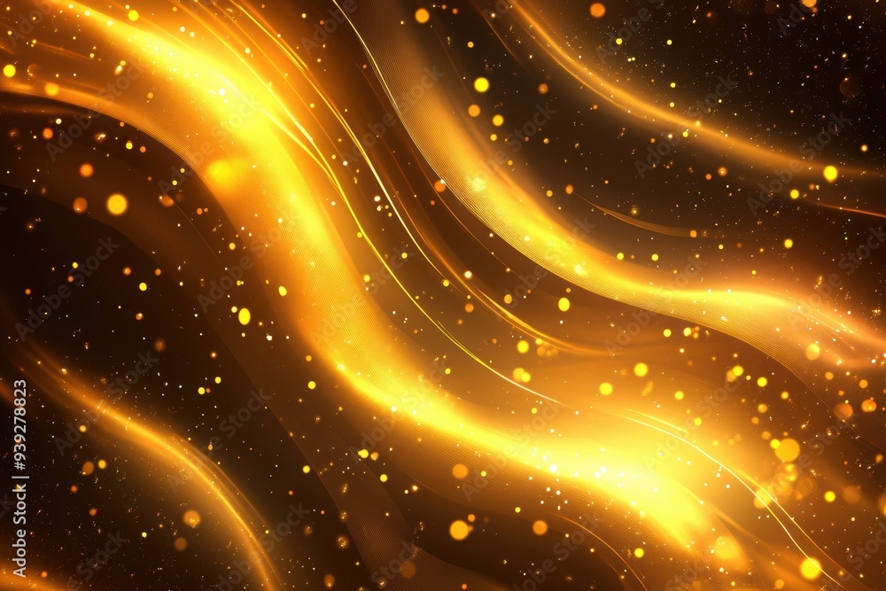 Aufkleber bright golden background with flowing designs and generous space for your message