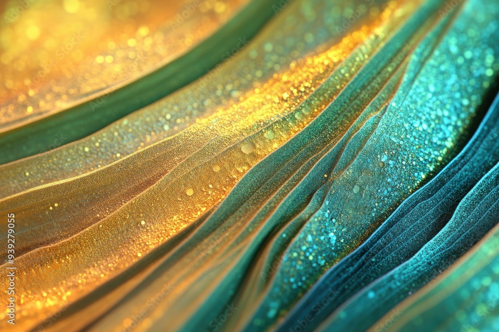 Poster emerald sunlit corn leaf in macro focus - a detailed view highlighting texture and diagonal angle