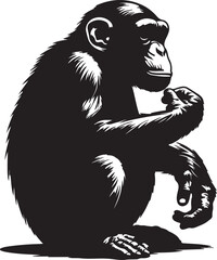 Chimpanzee silhouette vector style with White Backgroumd