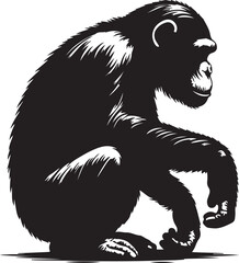 Chimpanzee silhouette vector style with White Backgroumd