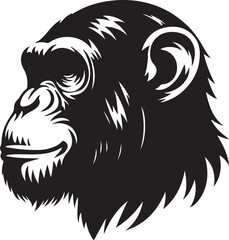 Chimpanzee silhouette vector style with White Backgroumd