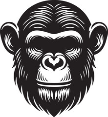 Chimpanzee silhouette vector style with White Backgroumd