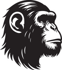Obraz premium Chimpanzee silhouette vector style with White Backgroumd