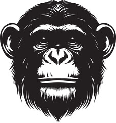 Chimpanzee silhouette vector style with White Backgroumd