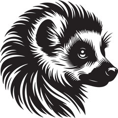 lemur head silhouette vector style with White Background