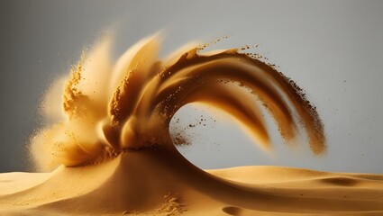 Golden sand explosion isolated. Generative Ai. 
