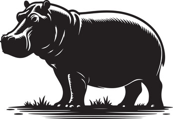 Hippopotamus silhouette vector style with White Background