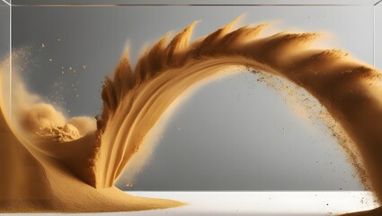 Golden sand explosion isolated. Generative Ai. 
