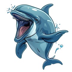 Dolphin Anger fantasy animal cartoon isolated whitebackground