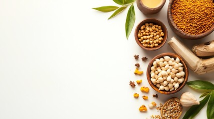 spiritual tradition with plant-based foods, ceremonial offerings, intricate details, cultural and religious harmony, isolated on white background