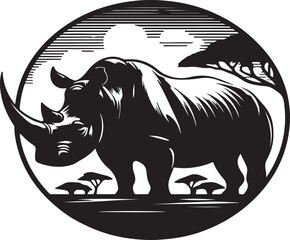Rhinoceros silhouette vector style with White Background