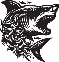 shark silhouette vector style with White Background