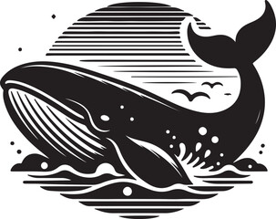  whale silhouette vector style with White Background