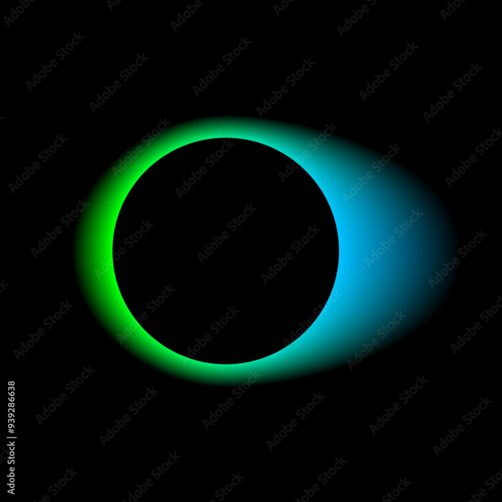 Poster neon color round frame with gradient effect. abstract blending green blue light circle background. c