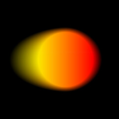 Gradient color round shape background. Abstract red yellow blur circle with graduation. Neon colored rounded icon. Colorful geometric graphic vector illustration isolated on black.