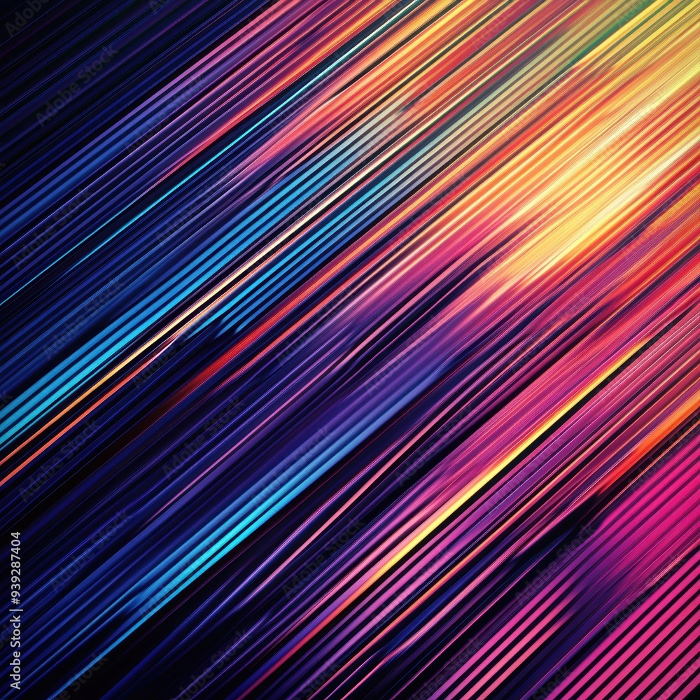 Poster colorful abstract diagonal lines with gradient effect and vibrant light streaks
