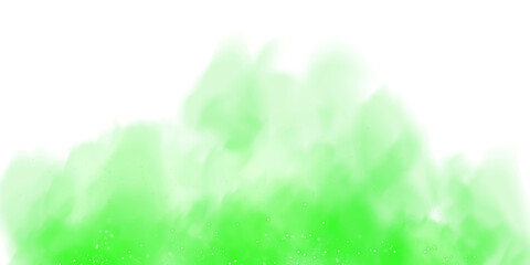Fototapeta premium Fantastic green smoke background. Magic green smoke with glitter and small particles of twinkling stars. Fog with luminous particles. Green vapor with stardust. Morning fog over land or water surface,