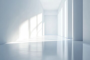 Sunlit Hallway with Bright Windows and White Walls
