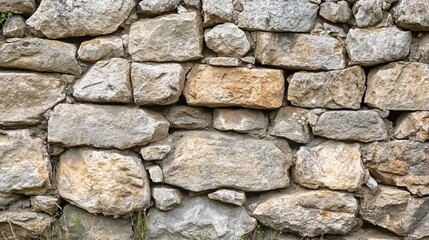 High-resolution image of vintage stone wall showcasing irregular stones and deep crevices