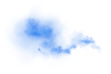 Fantastic blue smoke background. Magic blue smoke with glitter and small particles of twinkling stars. Fog with luminous particles. blue vapor with stardust. Morning fog over land or water surface, ma