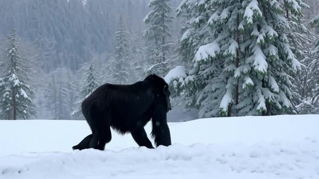 a gorilla in the snow footage