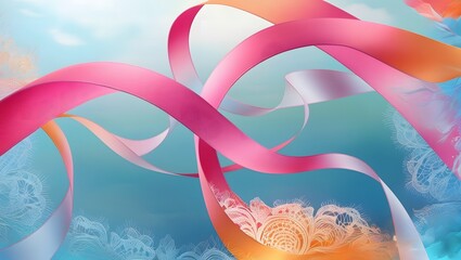 Background with ribbon. Generative Ai.