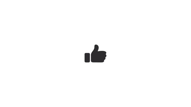 Thumb up like icon animation, like emoji icon, hand gesture like icon, 4k animation