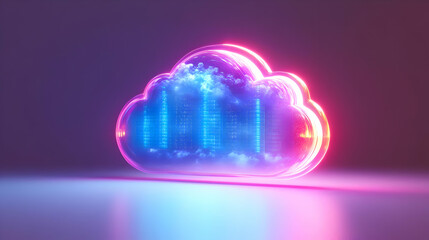 Obraz premium 3d Flat icon as Glossy Glowing Holographic Laptop and Calendar concept as A photo featuring a glossy glowing holographic laptop and a calendar. The objects are positioned towards the right highlightin